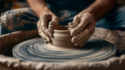 Creating unique pottery pieces artisan studio craft activity creative environment close-up view artistry and tradition
