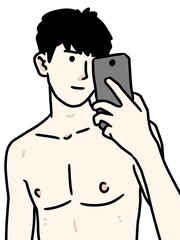 Fototapeta premium cute man cartoon on a white background