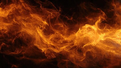 Abstract fiery plumes against a dark backdrop.  A swirling display of orange and yellow flames, creating dynamic movement and texture