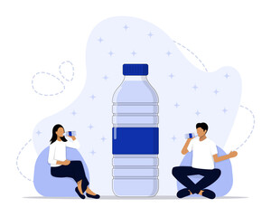 Bottle of water concept illustration. Suitable for landing page, ui, web, App intro card, editorial, flyer, and banner.