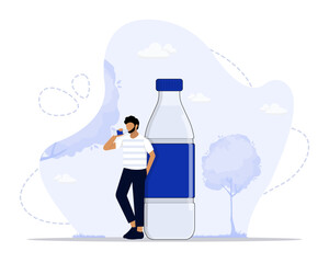 Bottle of water concept illustration. Suitable for landing page, ui, web, App intro card, editorial, flyer, and banner.