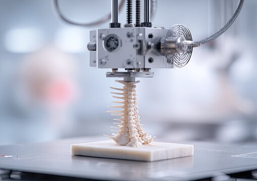 3D printer creating a model of a spine