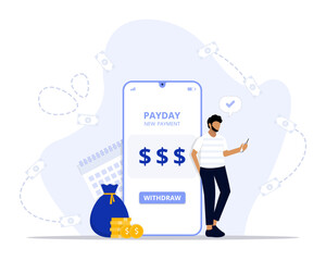 Payday concept illustration. Suitable for landing page, ui, web, App intro card, editorial, flyer, and banner.