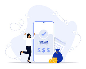 Payday concept illustration. Suitable for landing page, ui, web, App intro card, editorial, flyer, and banner.