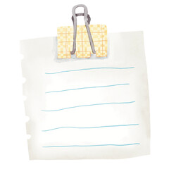 Notepad with paper clip. illustrations are great for stationery, memo pad, notebook, school planning stickers, cards, school invitations.