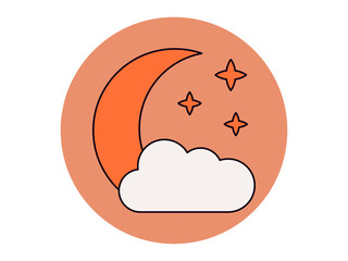 Night icon. Halloween colour vector design. Flat vector illustration concept.
