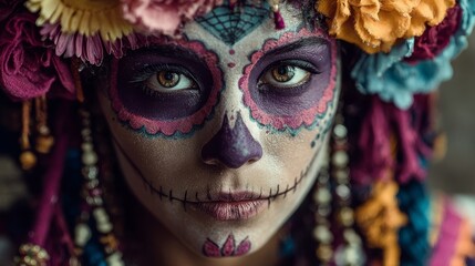 Fototapeta premium Cultural celebration dia de los muertos portrait photography urban environment close-up view artistic expression