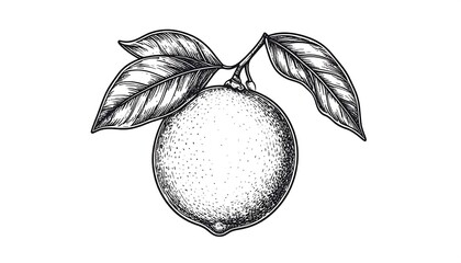 Elegant hand-drawn citrus illustration with leaves, perfect for botanical designs