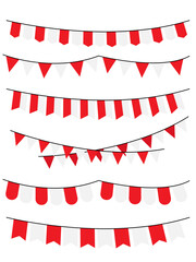 Red and White Bunting Flags Vector Illustration