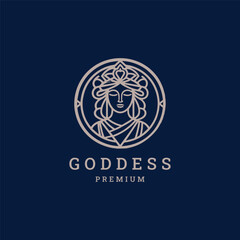 Minimalist goddess logo symbolizing grace and beauty.
