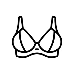 Lace bra design in simple line art style on white background  