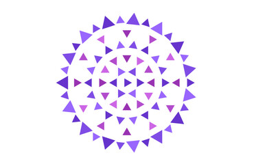 Abstract circular mandala with geometric symmetry, combining colorful triangle shapes in a radial arrangement for digital art, sacred geometry, modern pattern design, and meditation visuals
