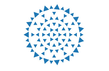 Abstract circular mandala with geometric symmetry, combining triangle shapes in a radial arrangement for digital art, sacred geometry, modern pattern design, and meditation visuals
