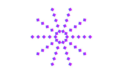 Purple symmetrical design made from layered diamonds in a star mandala shape. Perfect for abstract art collections, wallpapers, ethnic visuals, textile prints, or futuristic logo elements