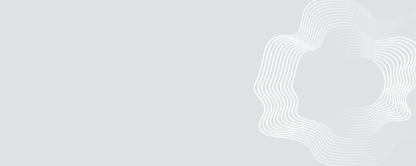 Abstract white geometric lines glowing on a gray background. Modern shiny blue wave circle line pattern.