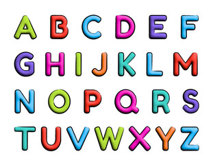 Colorful alphabet letters from A to Z, ideal for educational resources, children's books