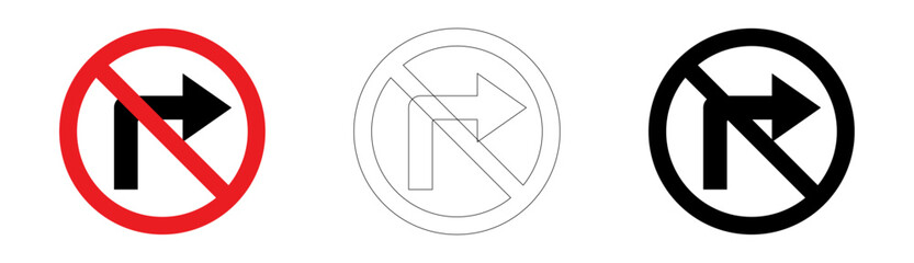 No right turn traffic sign in vector format