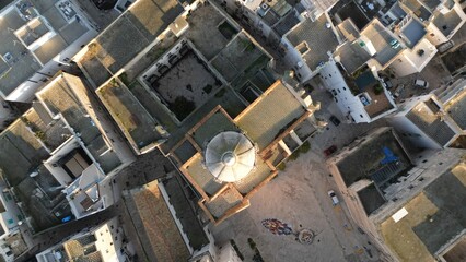 Aerial Architectural Harmony: A high-angle view unveils a harmonious cityscape, revealing intricate architectural details and the textures of rooftops.