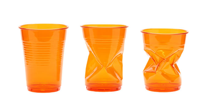 Crushed Plastic Disposable Cups Representing Waste