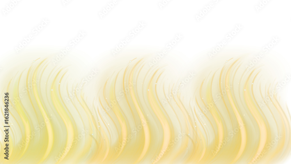 Poster soft glowing flowing waves of yellow and gold light on a transparent background, perfect for a gentl