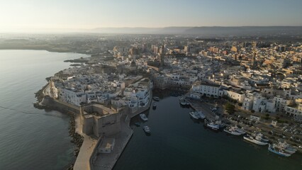 Bay of Monopoli – Aerial View of Calm Waters and White Houses