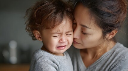 Parent comforting fearful child