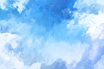 Abstract watercolor sky. Soft, blended shades of blue and white create a cloudy, painterly effect