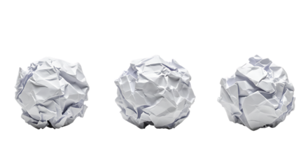 Three Crumpled White Paper Balls on Black Background Idea Generation Concept