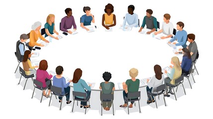 Diverse Group Meeting Circle Discussion.
