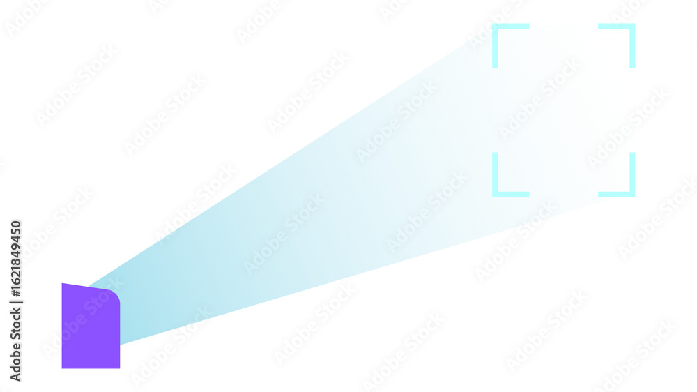 Poster camera focus spotlight effect with a target frame, a futuristic vision system beam of light, scannin