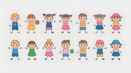 Fototapeta premium set of funny cartoon girls