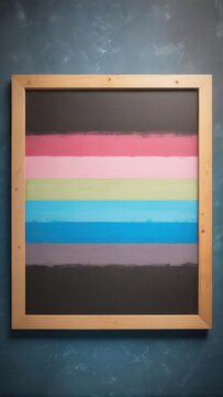 Colorful chalk drawing of transgender flag on blackboard with vibrant colors and smooth lines in artistic style