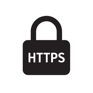 Https padlock silhouette vector icon, symbol on white background