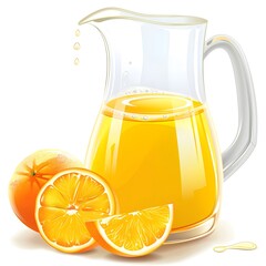 A freshly squeezed vibrant orange juice in a clear jug 