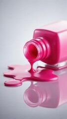 Spilled pink nail polish on a smooth surface