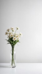 Minimalist flower arrangement on white background