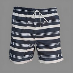 A pair of stylish black  and white striped swimming short on white background 