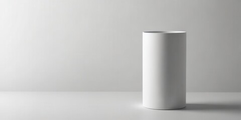 Simple white cylindrical vase on white background