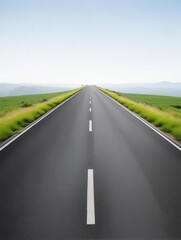Fototapeta premium Road leading into the distance on a clear transparent background