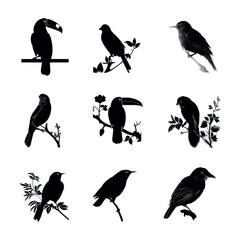 vector illustration of costa rica silhouette set, Black & White silhouette set