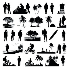 vector illustration of costa rica silhouette set, Black & White silhouette set