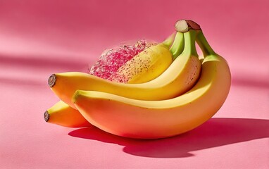 Bananas on pink background