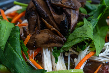 mushroom bulgogi stew before boiling