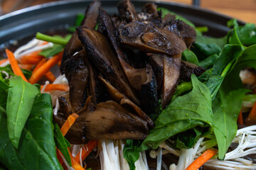 mushroom bulgogi stew before boiling