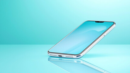 Sleek premium smartphone with vibrant blue background, showcasing its modern design and reflective surface, evoking sense of innovation and style