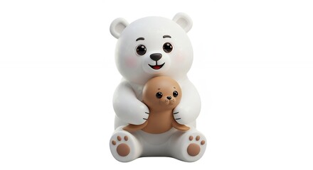 Obraz premium White polar bear toy with teddy bear