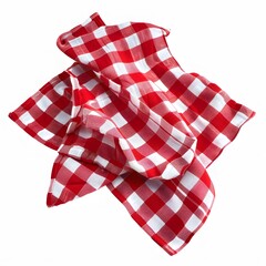 A red and white checked napkin isolated on a transparent background 