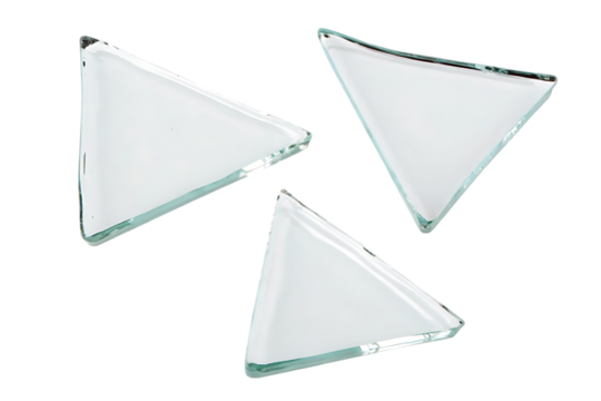 Three Triangular Pieces of Broken Glass on a Black Background - Powered by Adobe