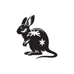 National Bilby Day Silhouette Vector Illustration, Solid White Background.