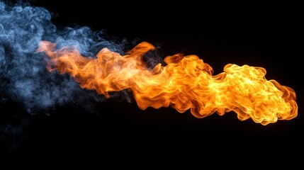 Abstract Fire and Ice Flame on Black Background
